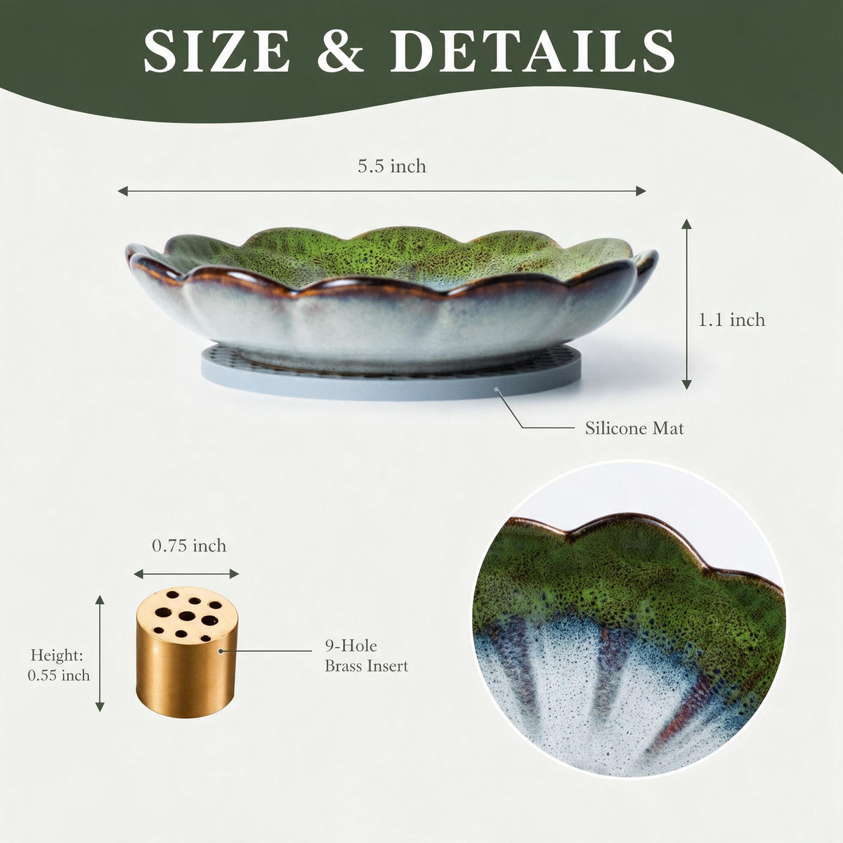Green Lotus Incense Holder (Green)