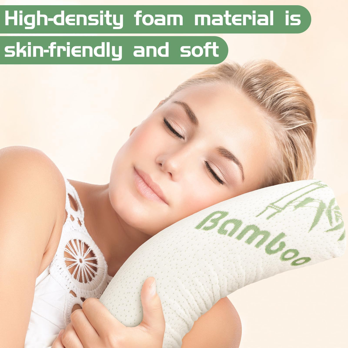 1 Pcs Memory Foam Roll Pillow Neck Bolster Cylinder Pillow (18 x 4 Inches)