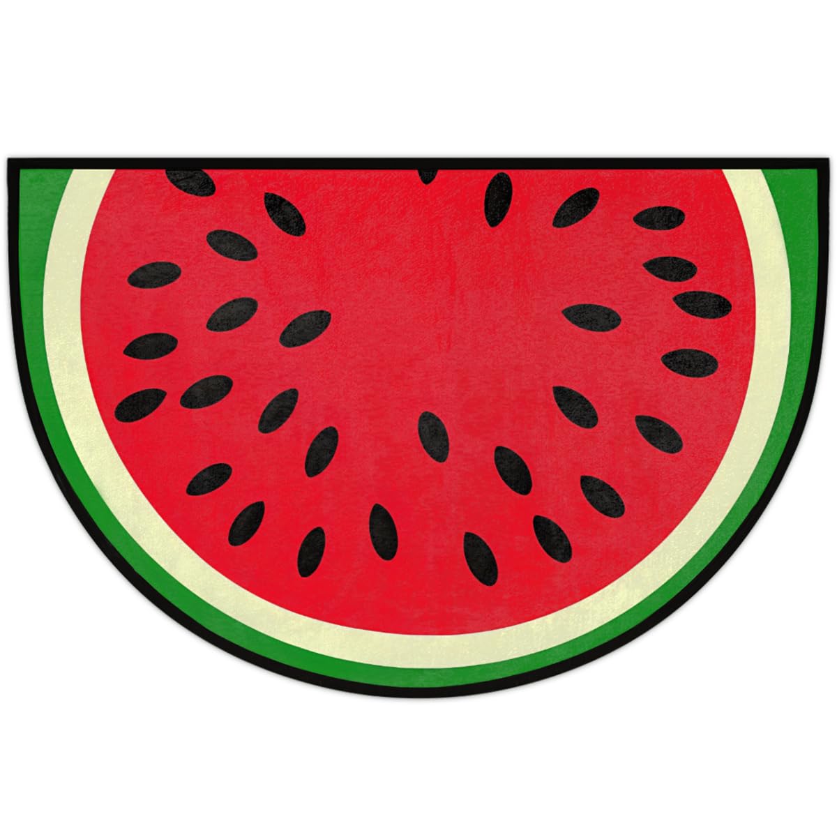 Half Round Door Mat Red Watermelon Summer Welcome Mats Non (36 inch x 24 inch (Semicircular) / Red Watermelon Summer)