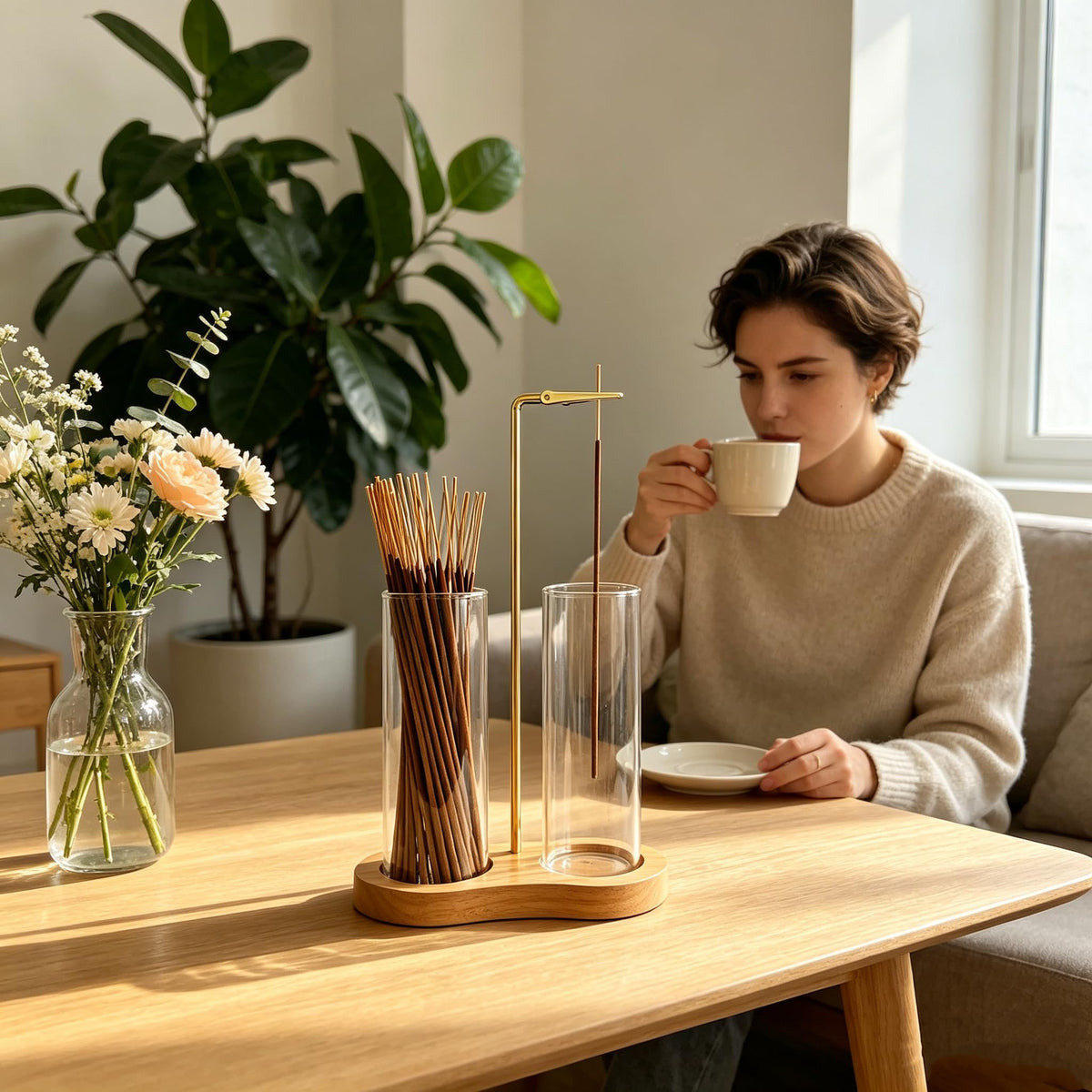 Glass Natural Incense Holder (Natural)