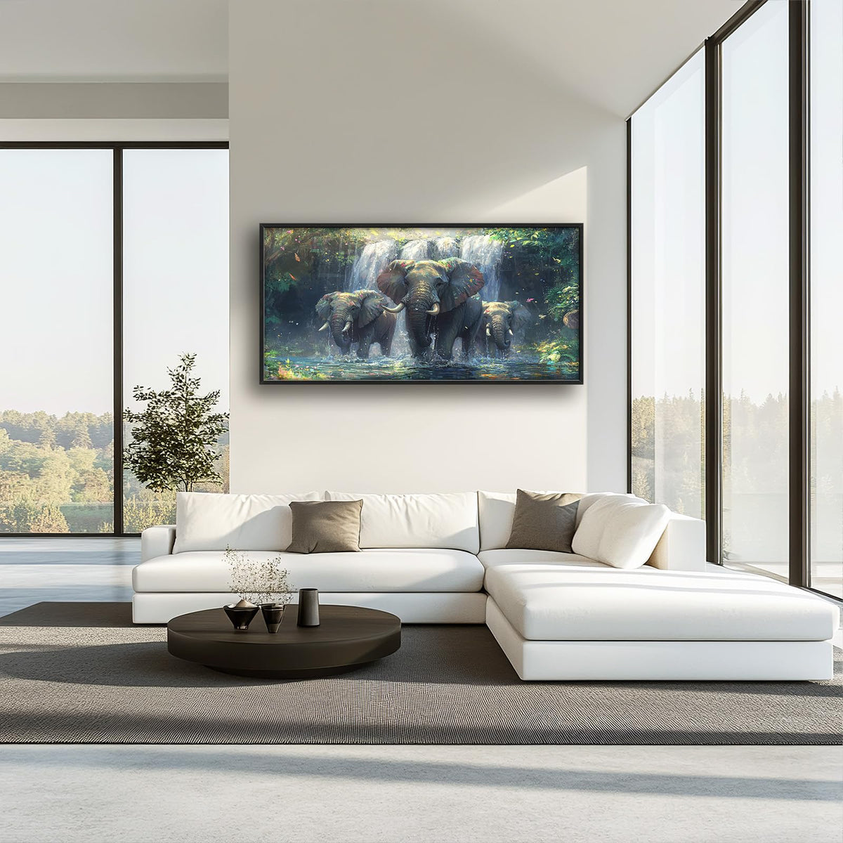 Large Elephant Wall Art for Living Room (elephant / 60"L x 30"W)