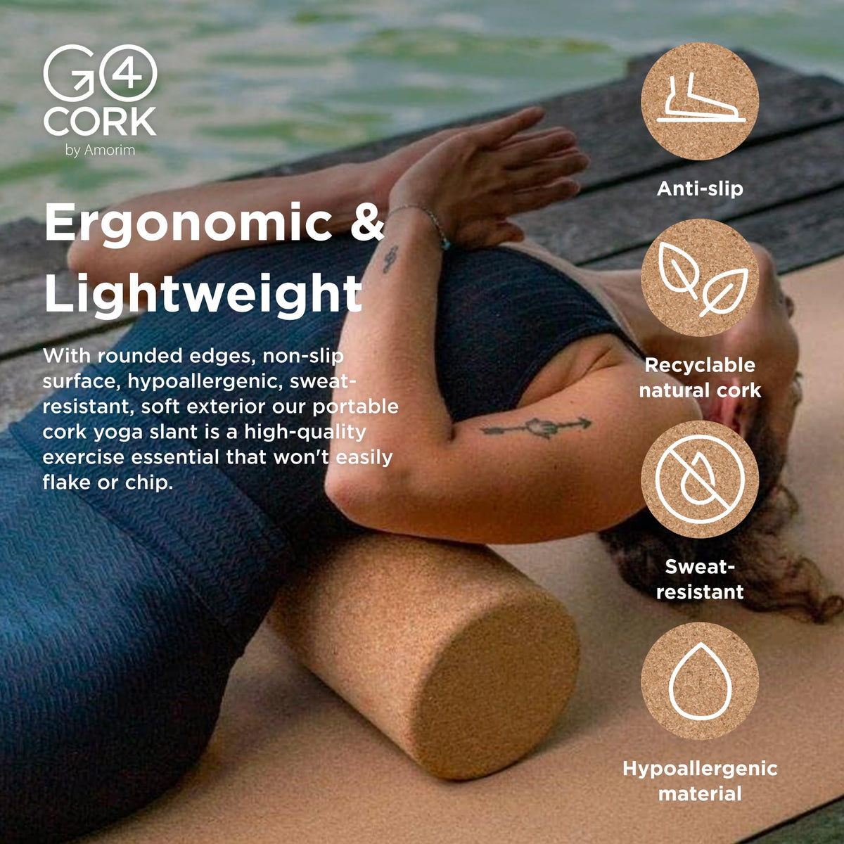 High Density Relaxation & Therapy Cork Body Roller (11.81 x 3.74 x 3.74")