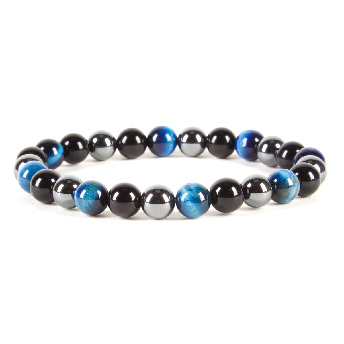 Triple Protection Blue 8mm Beaded Bracelet (Triple Protection Blue / Small)