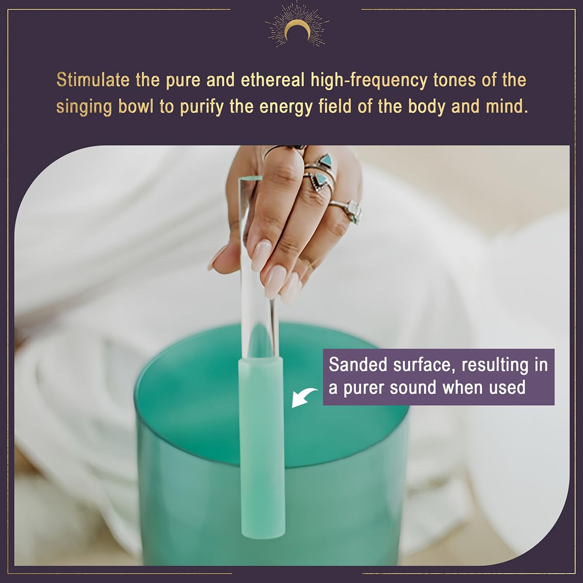 4 Pcs Singing Bowl Mallet Set Includes Solid and Hollow Acrylic Silicone Rubber Striker Mallet for Playing Quartz Crystal Singing Bowls with Bundle Pocket (WhitePurple)