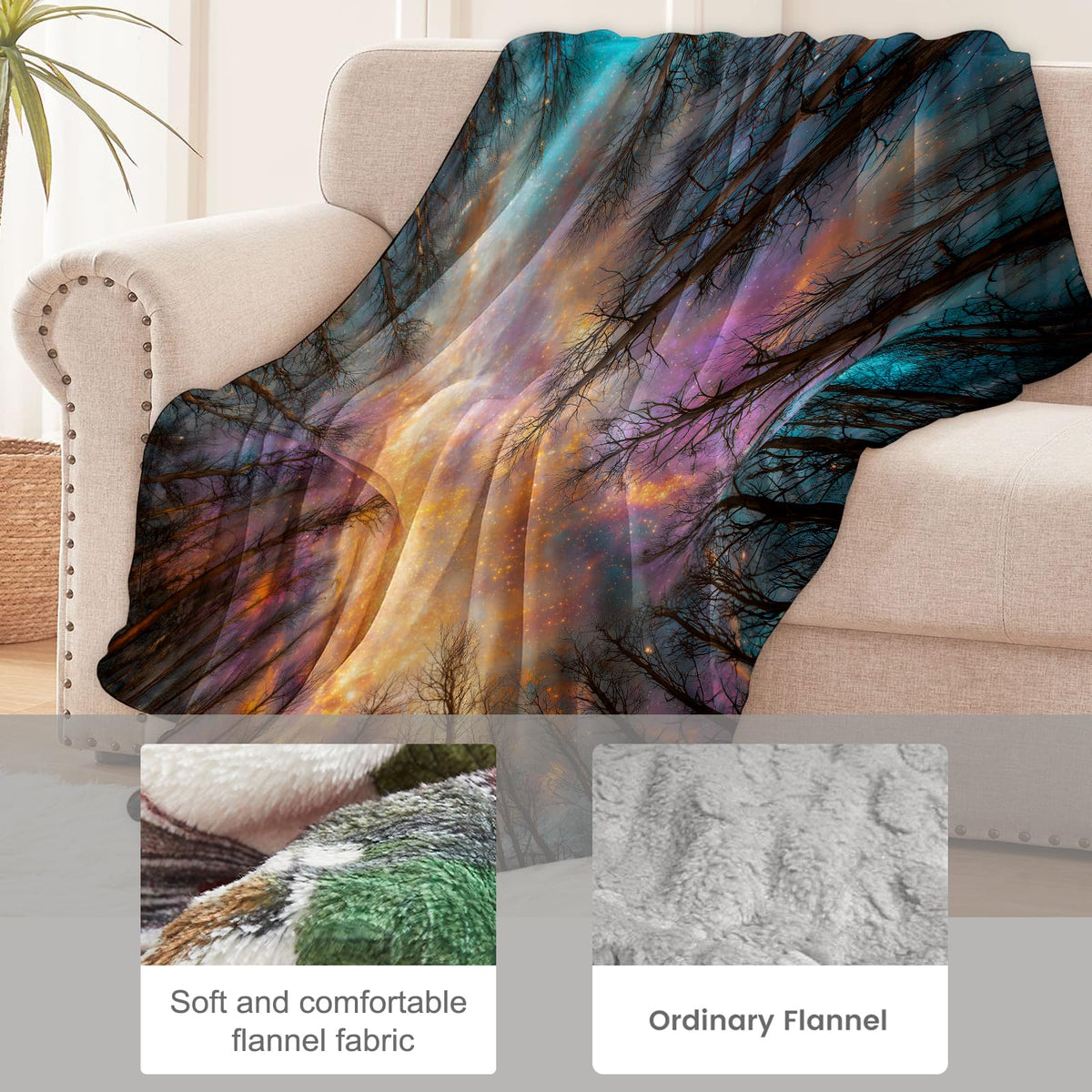 Colorful Forest Blanket for Dark Art Lovers (80x60 Inch / Forest)