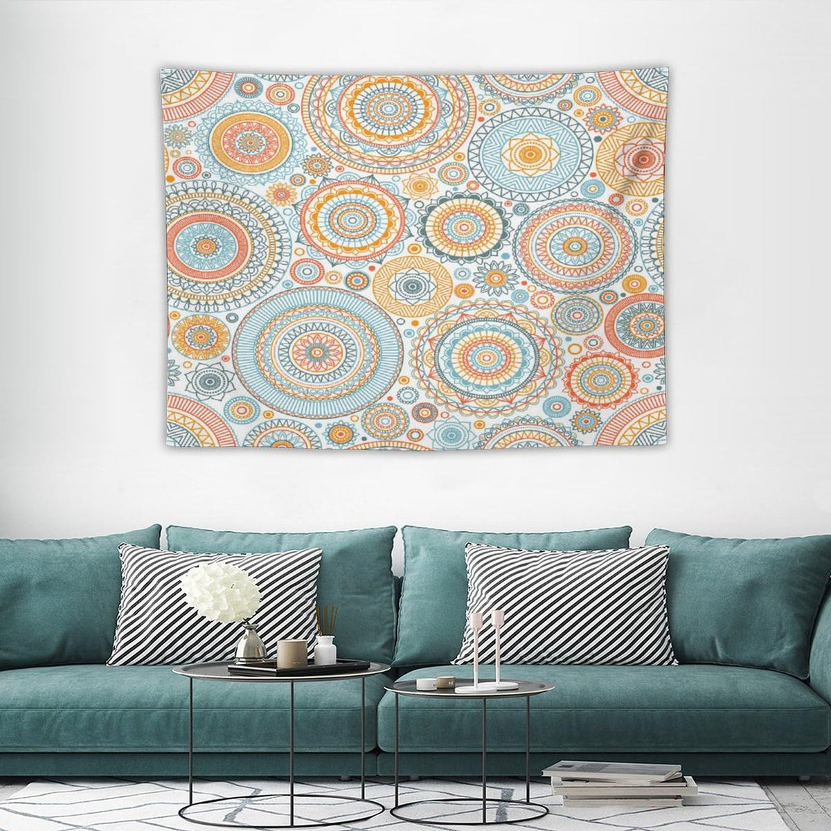 Boho Floral Tapestry Wall Hanging Abstract Mid Century Bohemian Tapestries Home Decor for Living Room Bedroom Apartment Farmhouse Dorm 30"x40" (30"L x 40"W / Mandala-29)