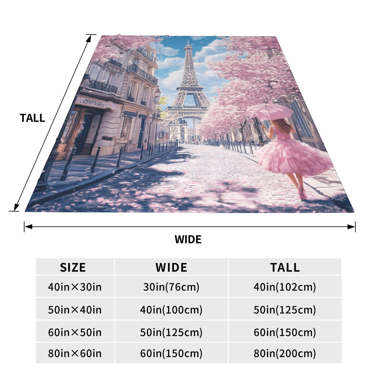 Eiffel Tower Fleece Throw Blanket Paris Gifts Room Decor 60"x80" (Pink Paris / 60"X80")