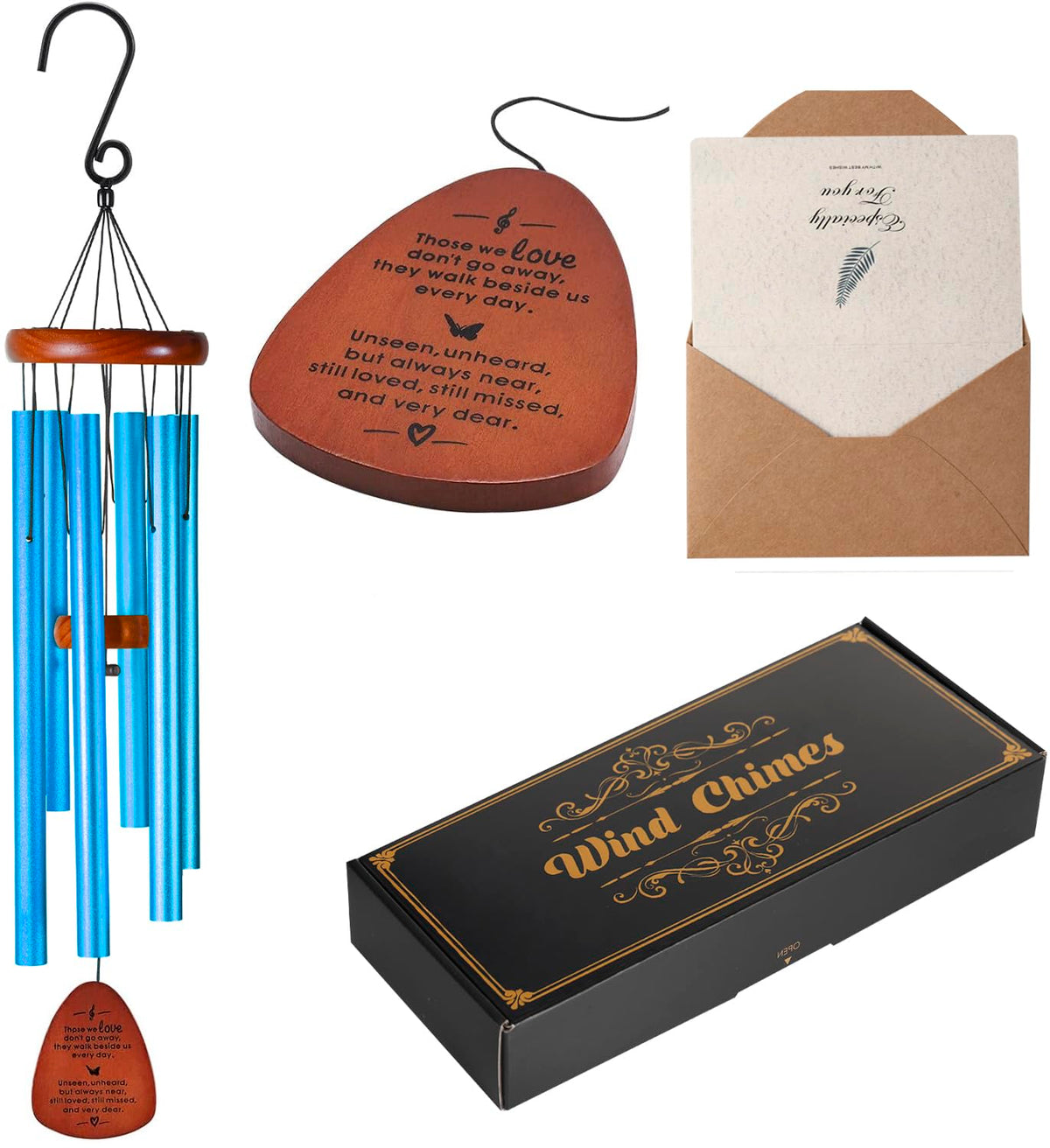 Memorial Wind Chimes for Loss of Loved One (Blue - Teardrop Design)