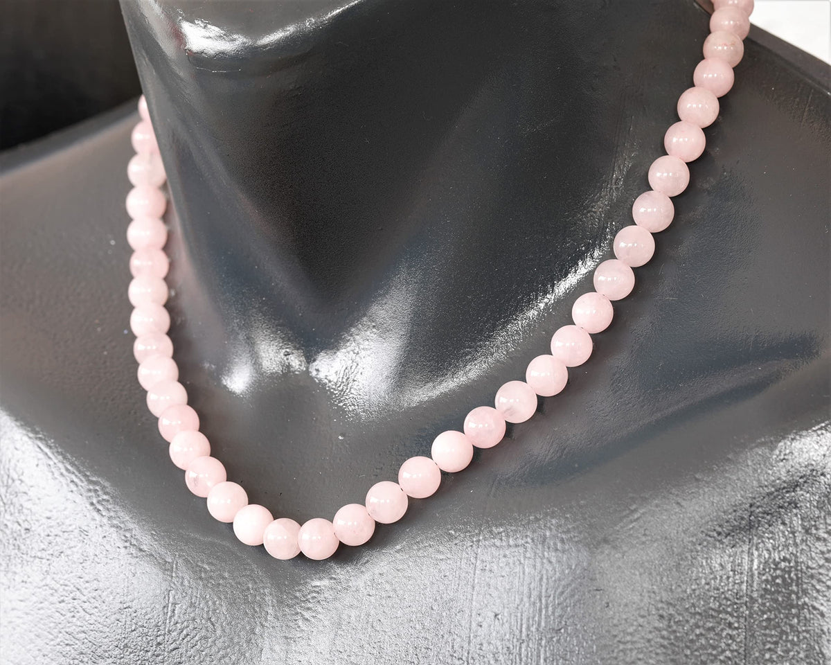 Natural Rose Quartz Beaded Choker Necklace (Rose Quartz / 22 Inches)
