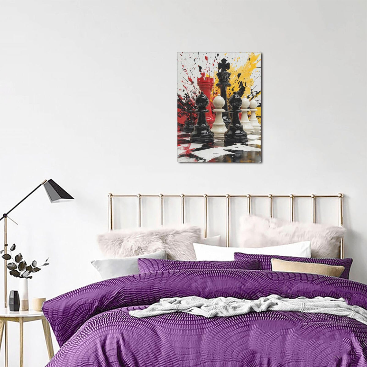 Chess Canvas Wall Art Intelligence Game Painting Framed ArtWork 20"x24" ﻿ (Chess / 24"L x 20"W)