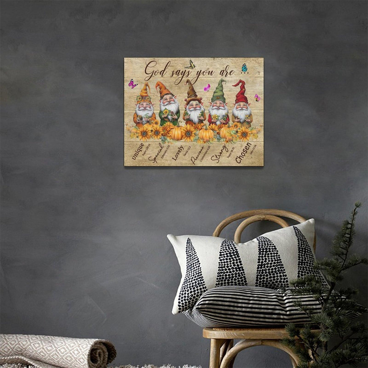 Dwarf God Says You Are Wall Art Fall Pumpkins Pictures Wall Decor Autumn Scripture Bible Verse Canvas Painting Home Modern Artwork Decorations Framed for Bathroom Living Room Bedroom Office 16x12inch (16"L x 12"W / Dwarf)