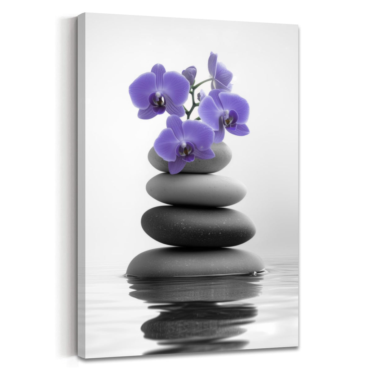 Zen Canvas Wall Art Spa Bathroom Poster Orchid Flowers and Zen Stones on Water Pictures Print Meditation Spiritual Artwork Yoga Zen Room Decor Framed (Red / 36L" x 24W")