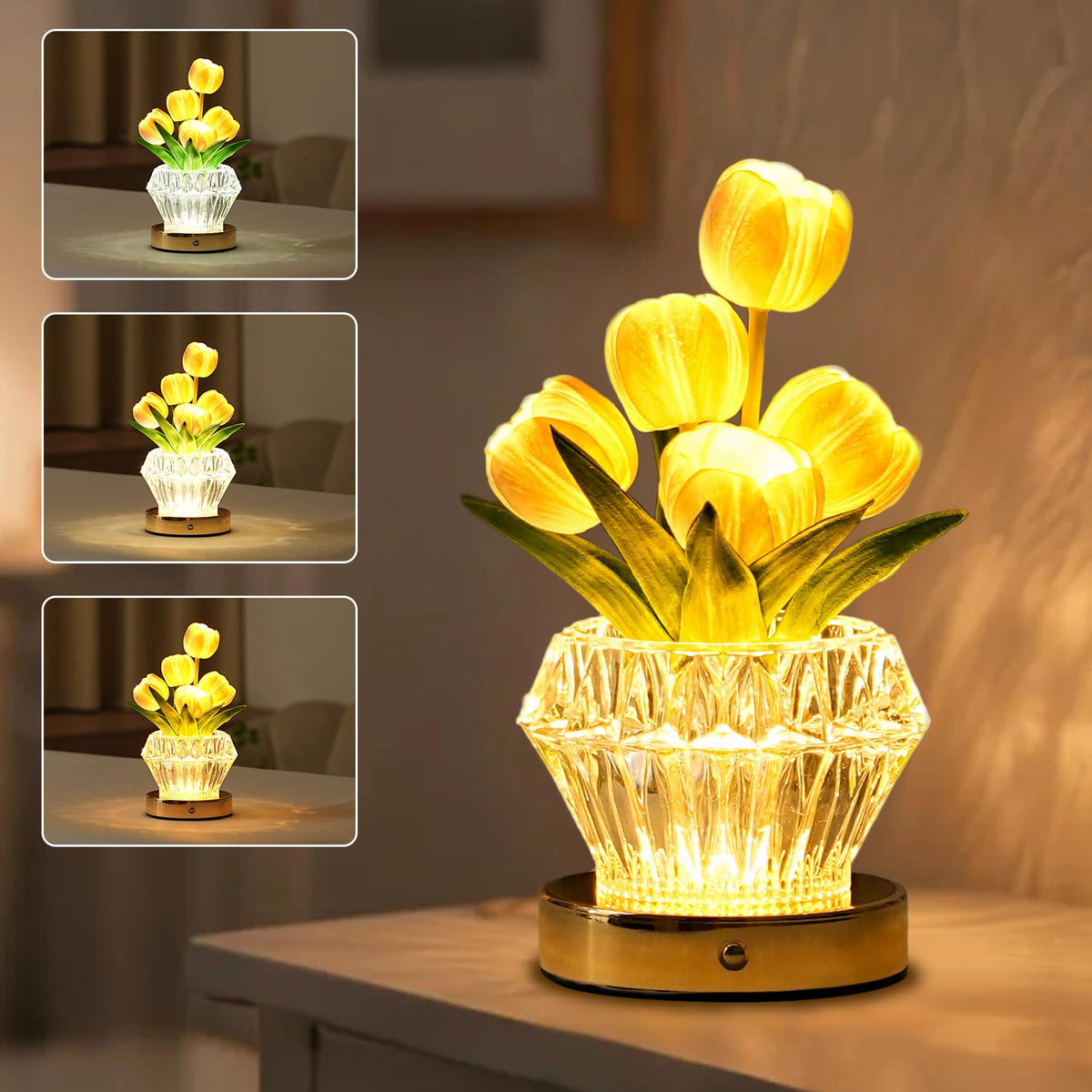 Purple Tulip Flower Lamp Night Light Gifts for Women Mom Grandma (TULIP-Purple)