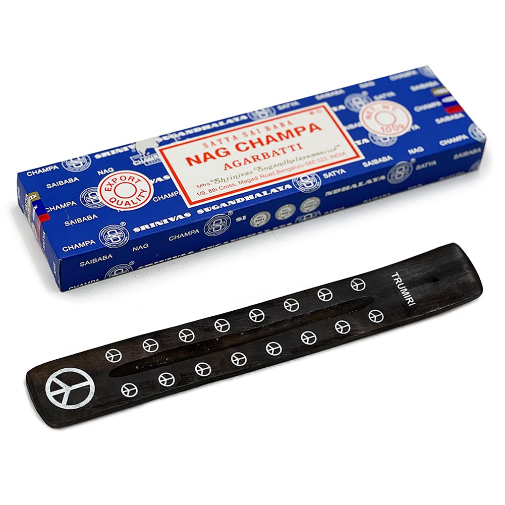 Incense Stick Holder Bundle with Satya Sai Baba Nagchampa 100g Incense Sticks (Nag Champa 100g - Pack of 1)