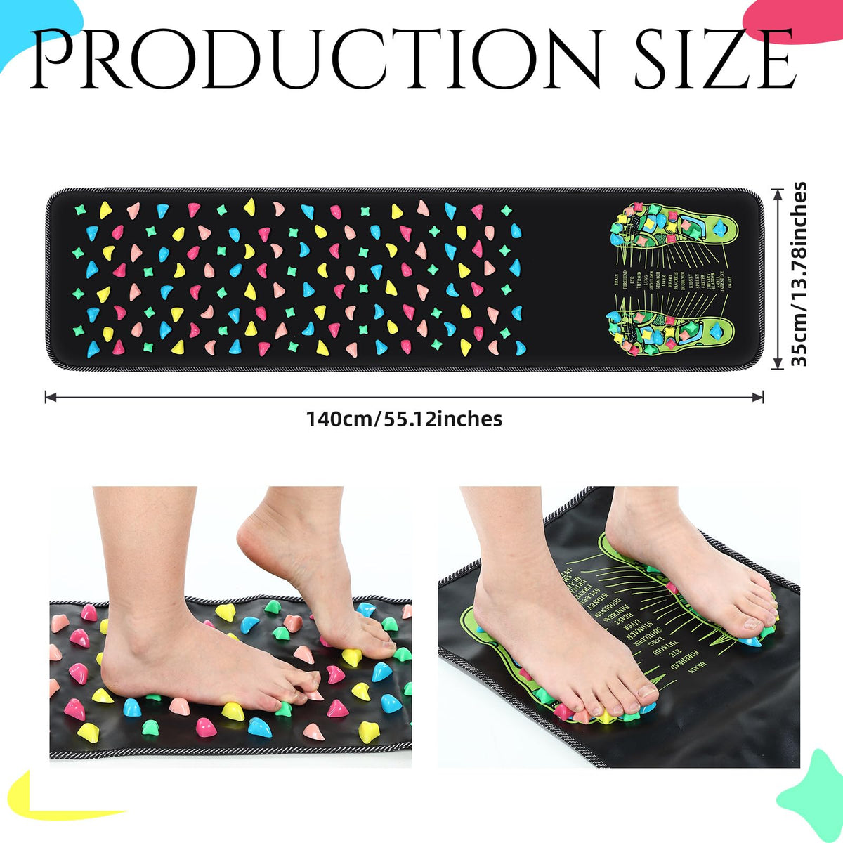 Foot Acupressure Mat Walk Stone Road (55.12 x 13.78 Inch)