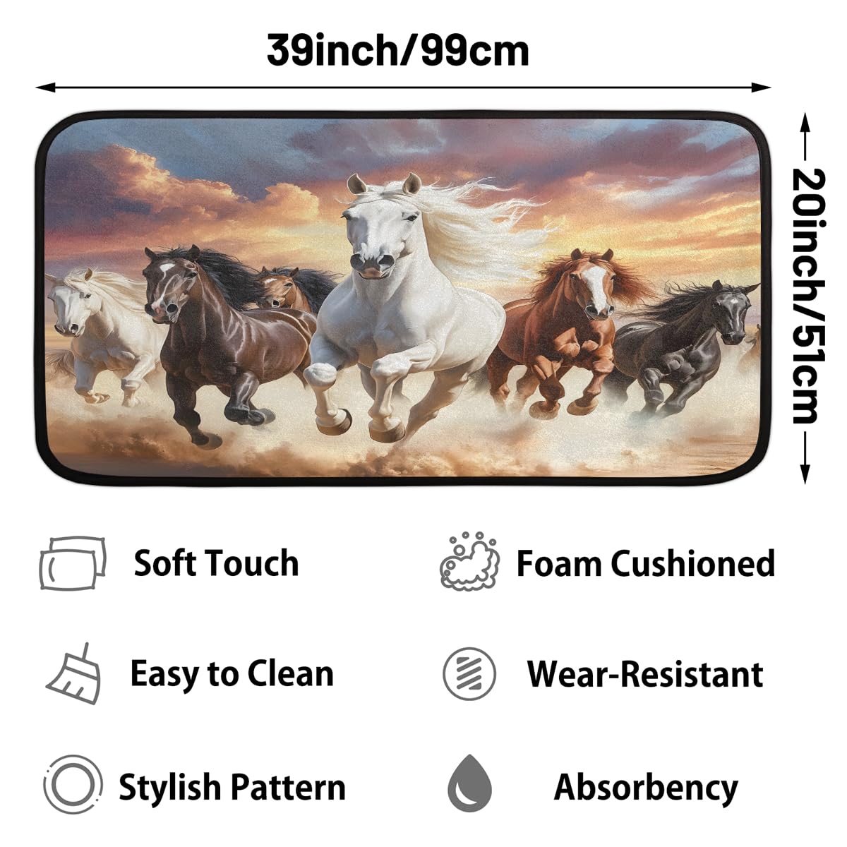 Horse Kitchen Rugs Kitchen Mats Non Slip Floor Mat (Color 17)