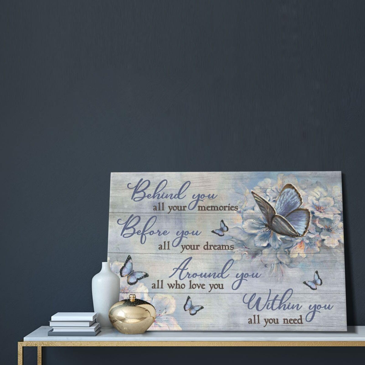 Butterfly Wall Art Purple Flower Pictures Wall Decor Farmhouse Rustic Floral Canvas Prints Motivational Quotes Painting Modern Artwork Home Decoration for Bathroom Bedroom Living Room 24"x16" (Purple Butterfly Flower / 24"L x 16"W)