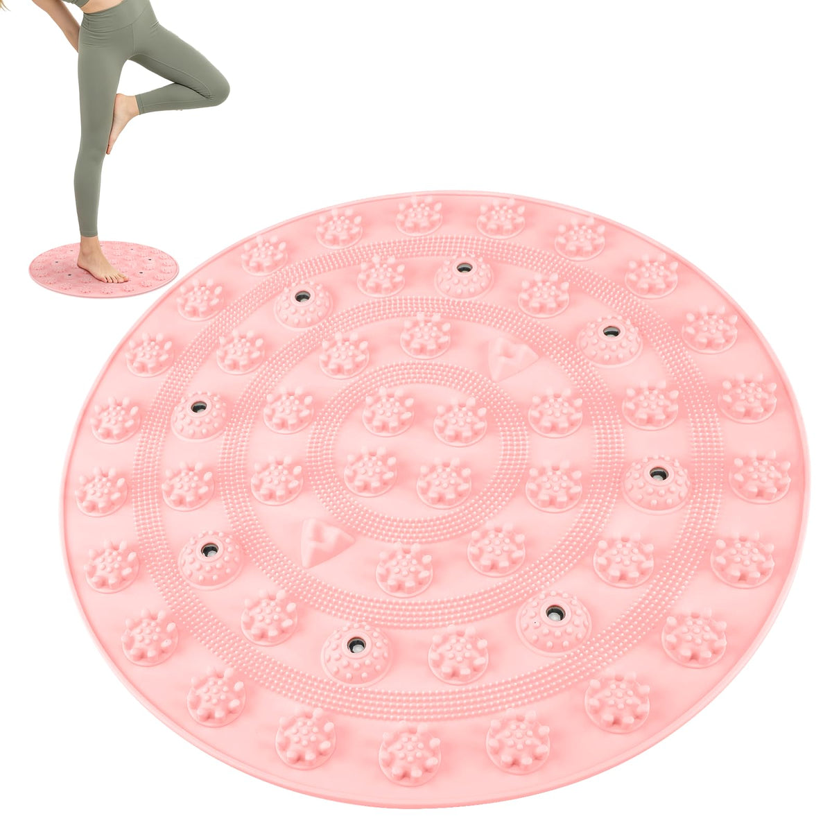 Acupressure Foot Massage Mat for Plantar Fasciitis Relief Round 16" (16*16" Pink)