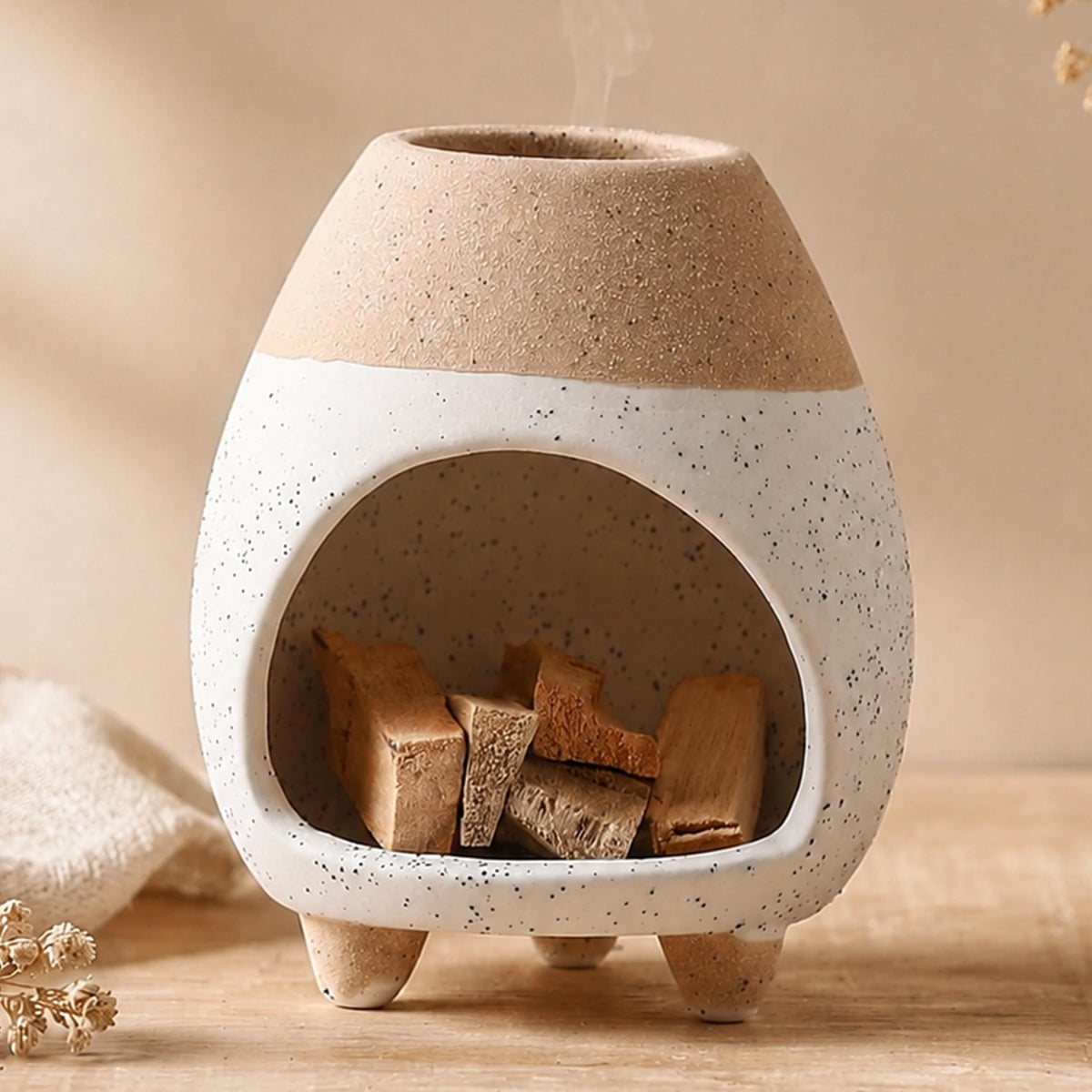 Palo Santo Holder Burner (White Yellow)