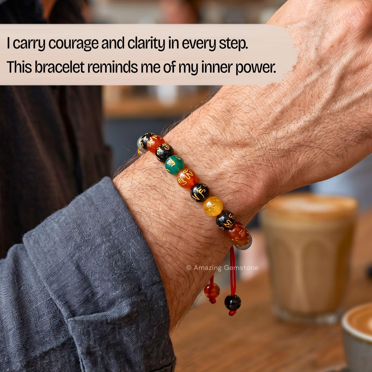Om Mani Multi Gems Bracelet for Women Men's Gifts (Om Mani Multi Gems)