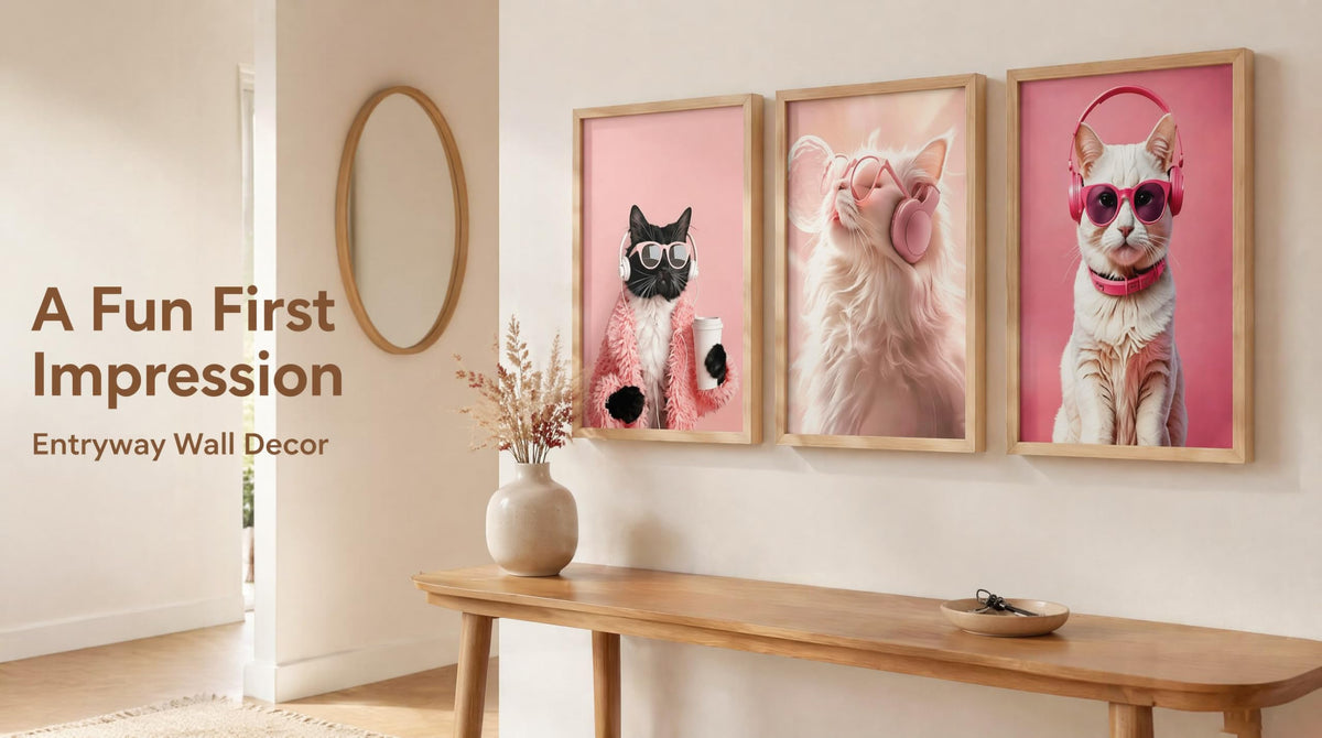 3 Pcs Funny Cat Canvas Cat Headphones Wall Art Funny Black Cat Canvas Prints Pictures Cute Animal Poster Prints for Girls Room Dorm Apartment Home Home Decoration 16x24 in Unframed (poster / 16x24in)