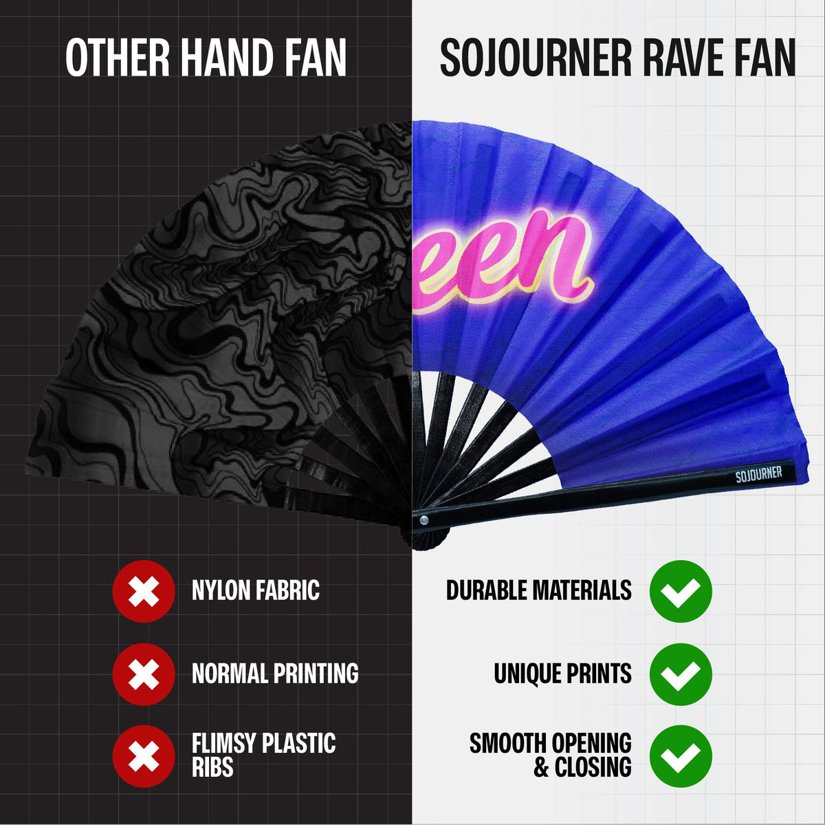 SoJourner Folding Rave Fan (Queen)