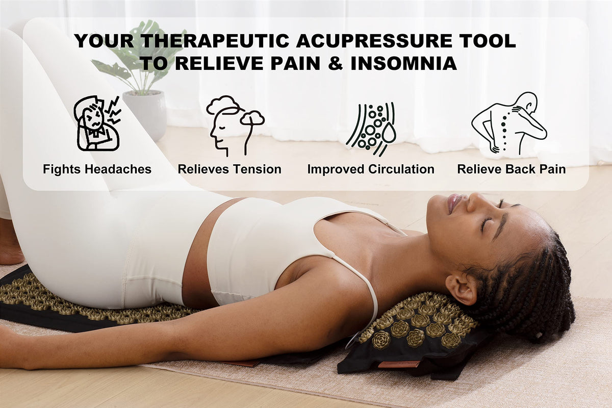 Acupressure Mat and Pillow Set (Black)