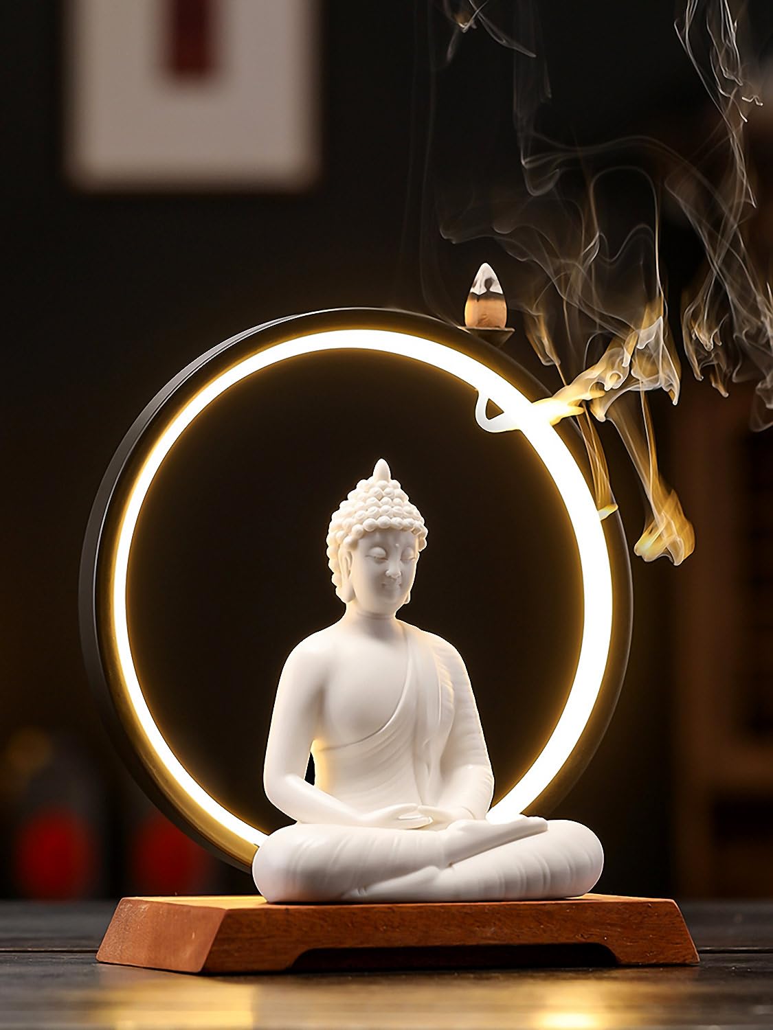 8.8 Inch LED Buddha Statue for Indoor (White)