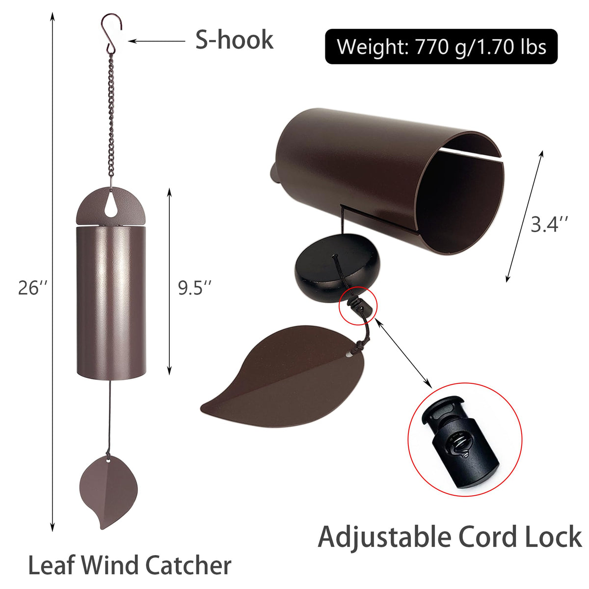 Deep Tone Wind Chimes for Outside (Bronze)