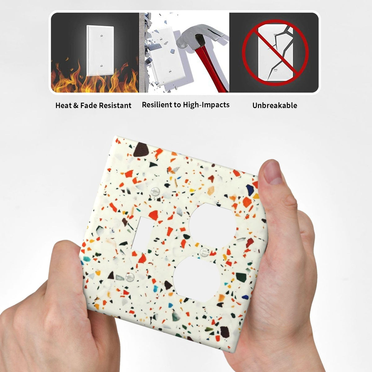 Beige.Cream Yellow Terrazzo Marble 2 Gang 1 Toggle (Beige.Cream Yellow Terrazzo Marble / 1-Toggle/Duplex Combo)