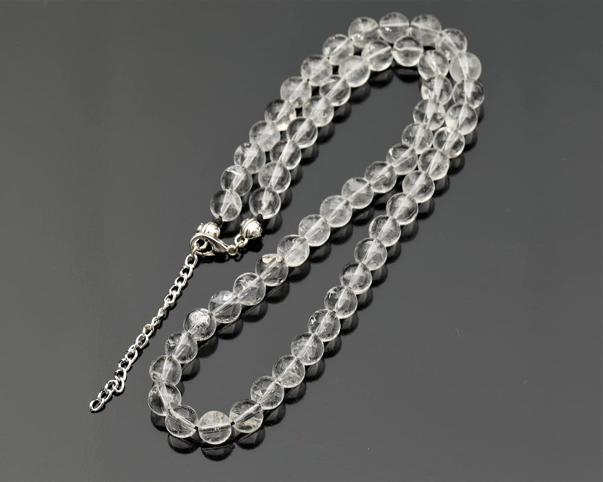 Natural Clear Quartz Beaded Choker Necklace (Clear Quartz / 40 Inches)