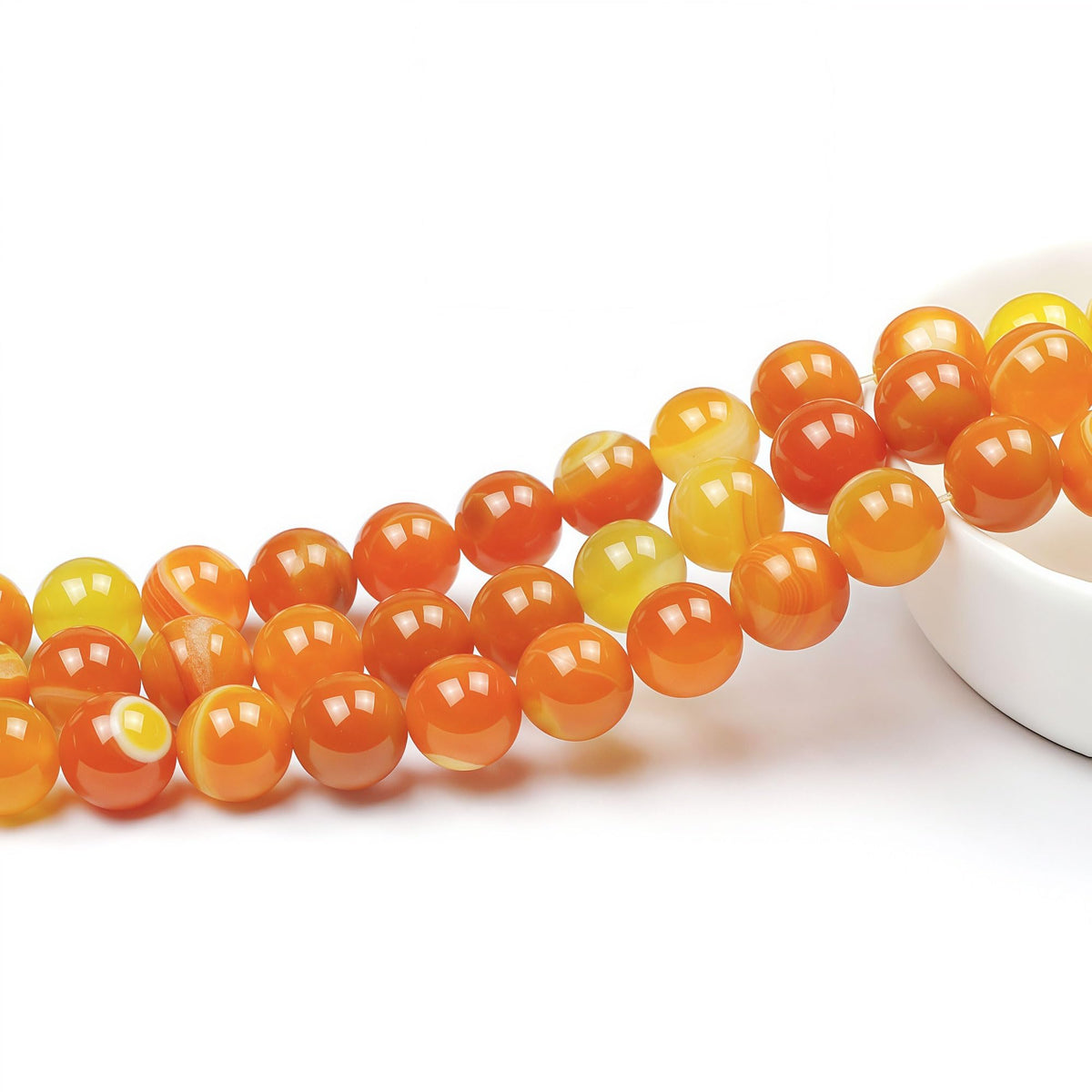 Natural Stone Beads Orange Stripe Agate Round Loose Beads for Jewelry Making DIY Bracelet Necklace (Orange Stripe Agate / 10mm)