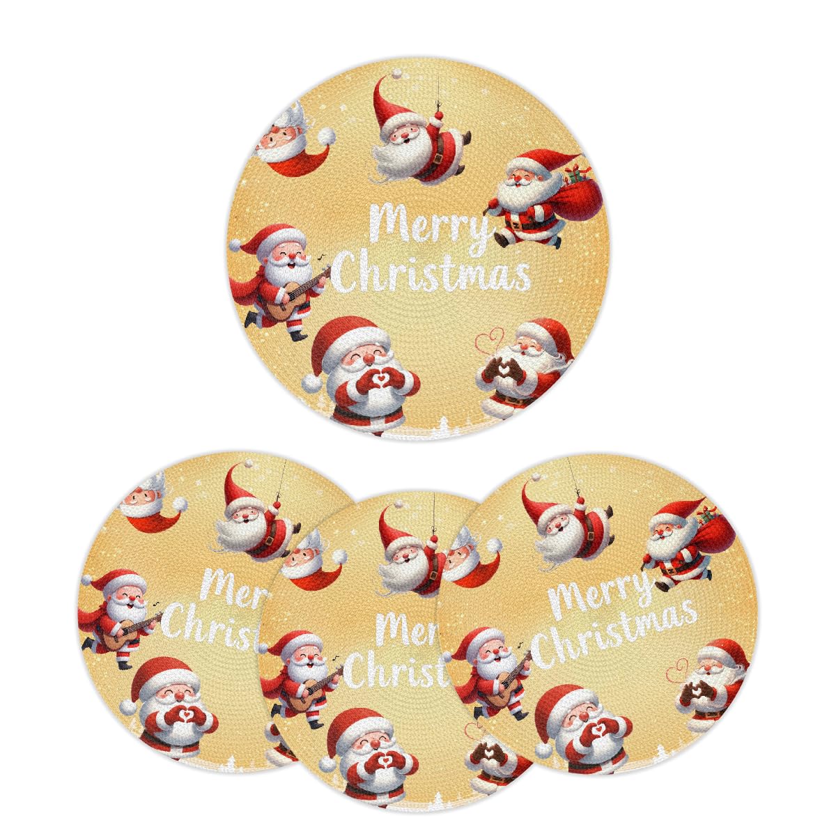 Christmas Woven Placemats Round Placemats Set of 4 for Festival Party (C 006 / 4 pieces)