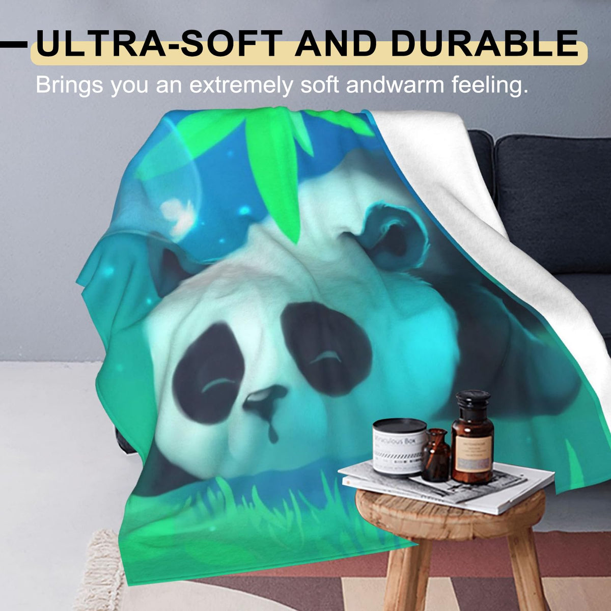 Forest Blanket Tranquil Green Bamboo Throw Blankets with Soaring Bird (50x60in / Bamboo)