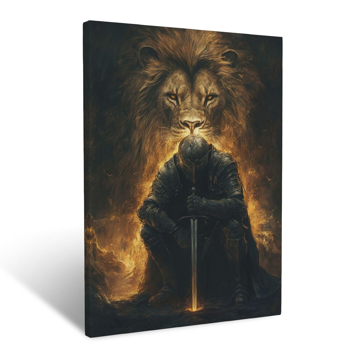 Lion of Judah Canvas Wall Art Warrior Knight Modern ArtWork 16" x 24" (Lion of Judah / 24"L x 16"W)