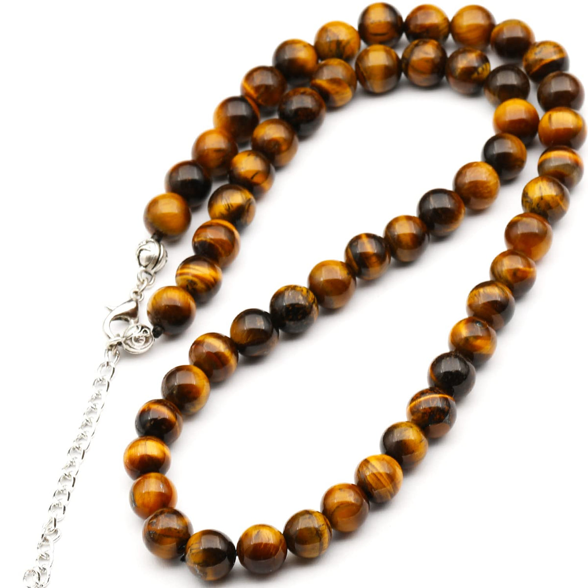 Natural Tiger Eye Beaded Choker Necklace (Tiger Eye / 36 Inches)