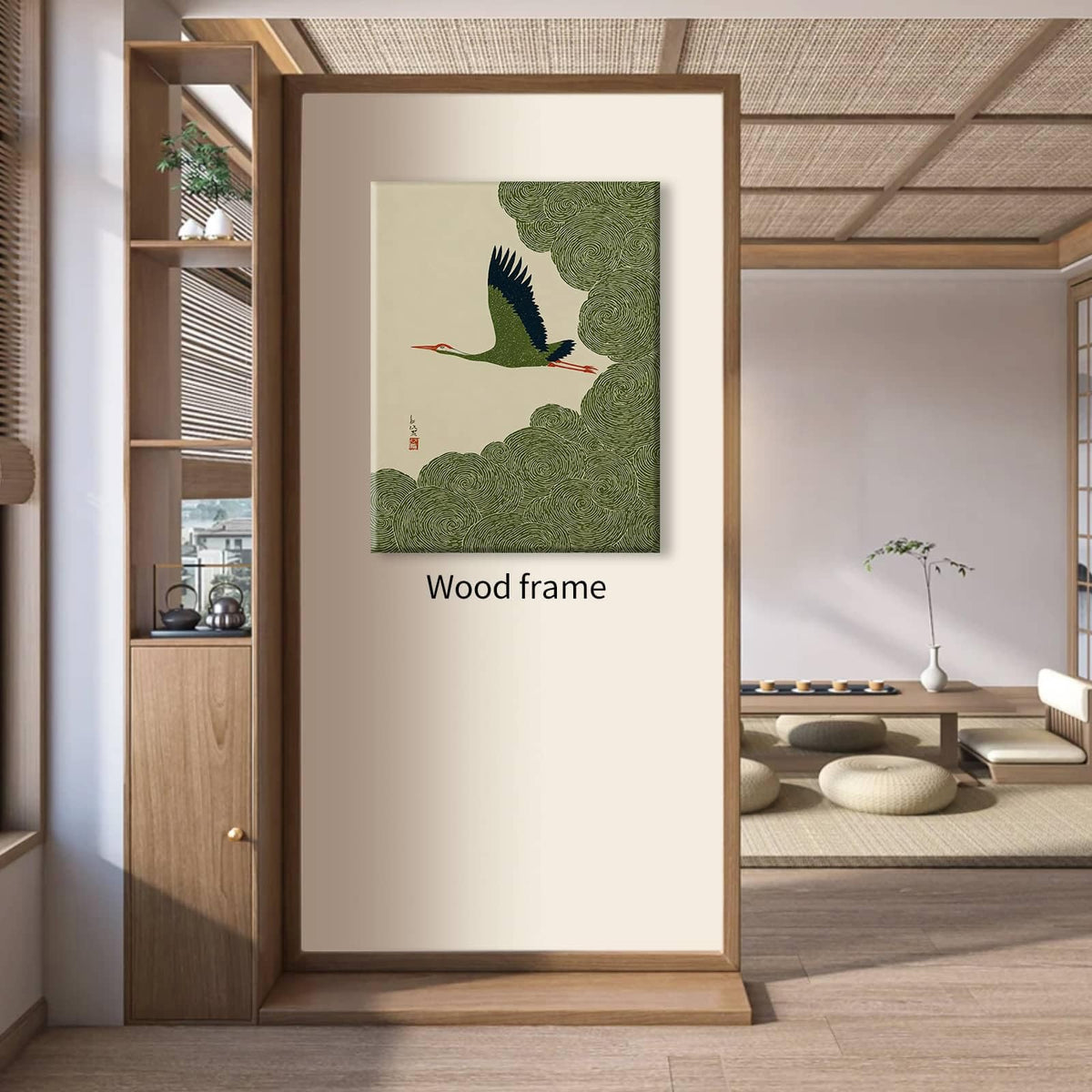 Vintage Japanese Flying Wall Art Ready to hang 12x16in Wrapped Framed Nature Bird Pictures Aesthetics Posters Animal Prints Nordic Nature Zen Calm for Asian Syle Living Room Bedroom Office Decor (Wrapped Canvas / Japanese Pictures / 16"L x 12"W)