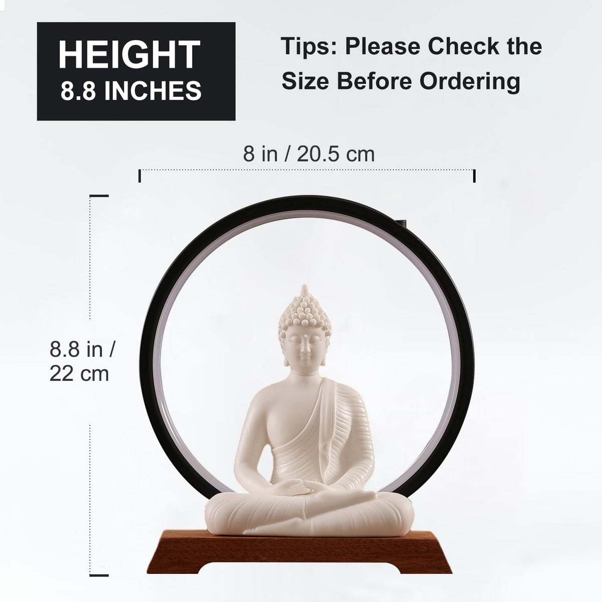 8.8 Inch LED Buddha Statue for Indoor (White)