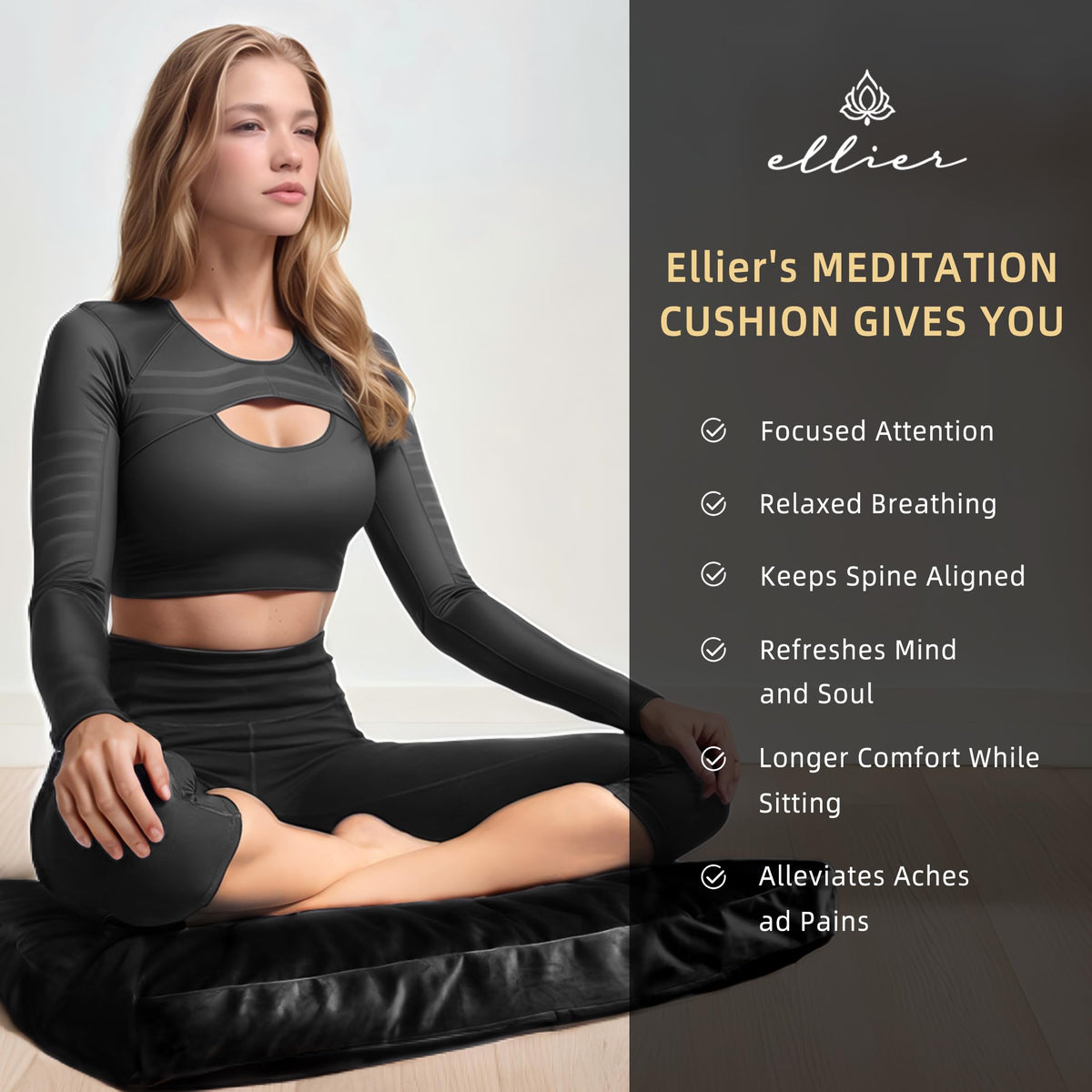 Zafu & Zabuton Meditation Cushion Set (Black)