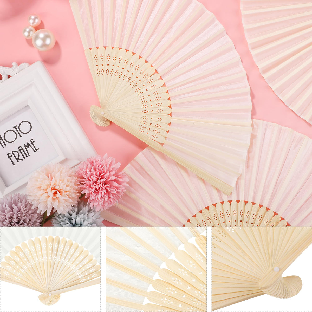 18 Piece Hand Fans (Cream)