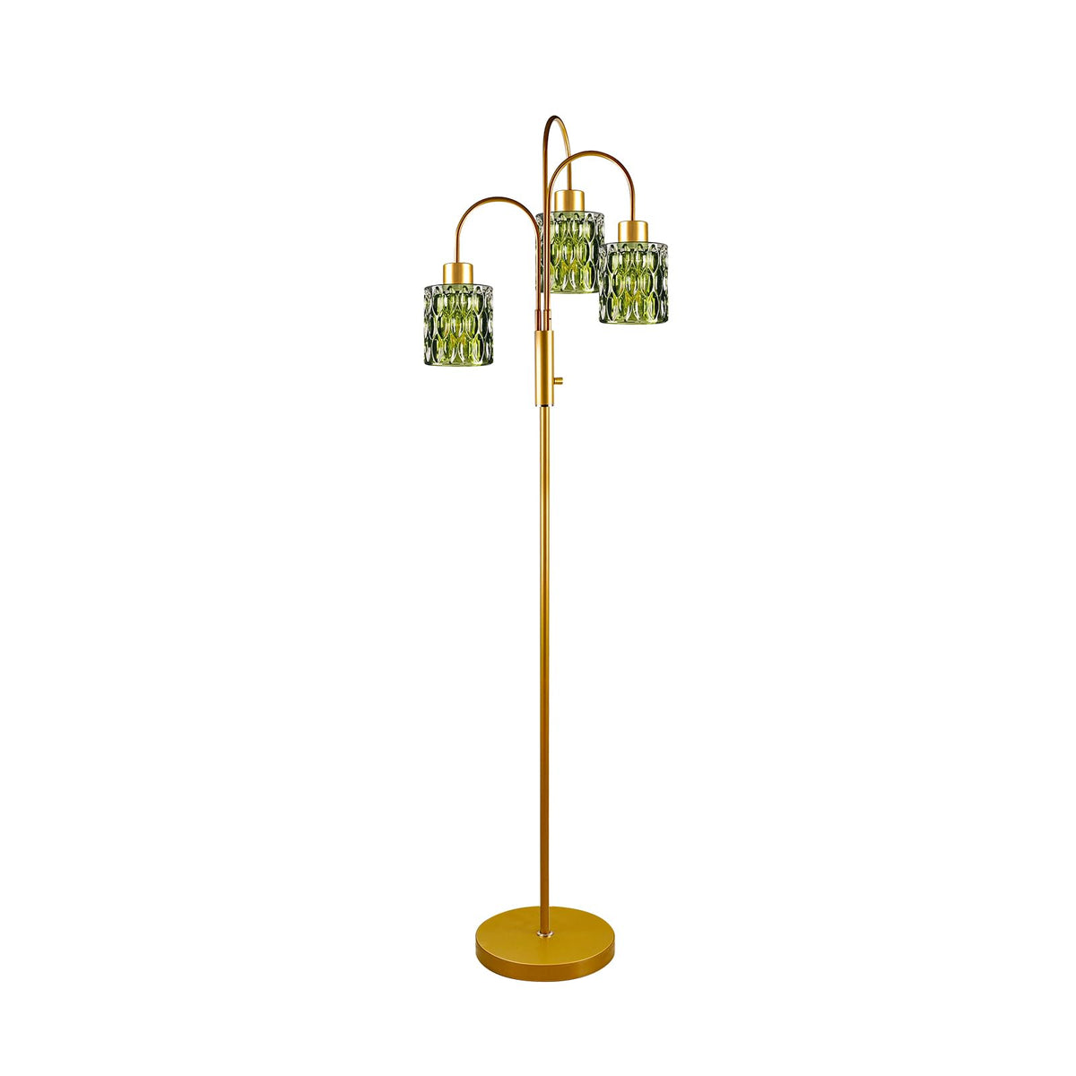 Green Glass Floor Lamp 3 (Green Cylinder-Gold)