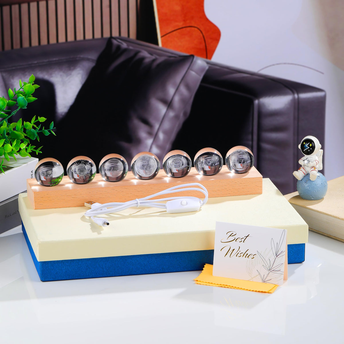 3D Crystal Ball Solar System Crystal Ball Modle Science Astronomy Gift Lamp (7pcs Solar System Crystal Ball)