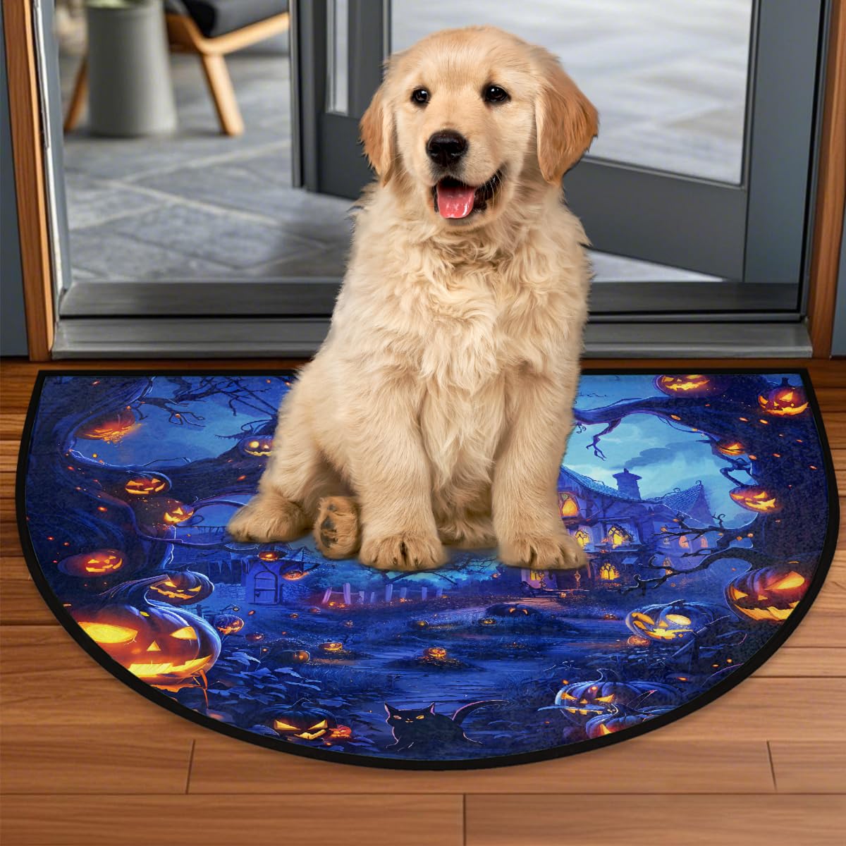 Halloween Half Round Door Mat Semi Moon Rug Fireplace Carpet Area Rugs (A:a-b)