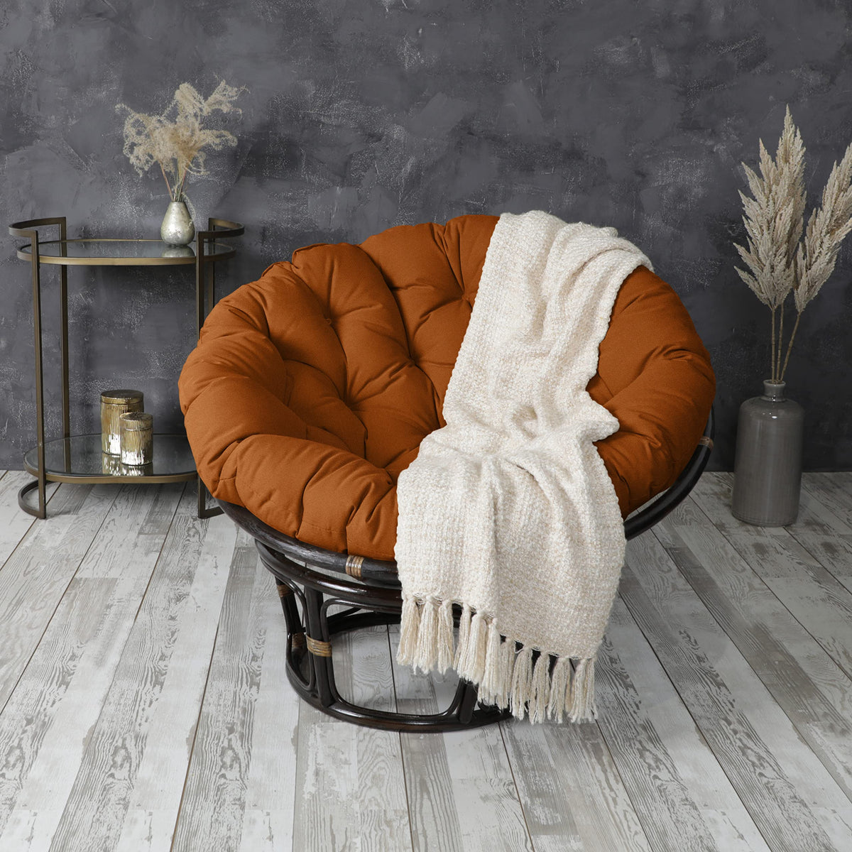 Tufted Papasan Cushion (Cinnamon / 48 in x 48 in x 4 in)