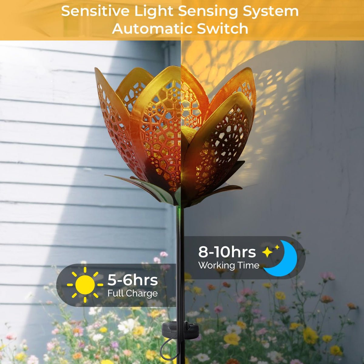 Outdoor Solar Tulip Light (Orange Tulip - 2pcs)