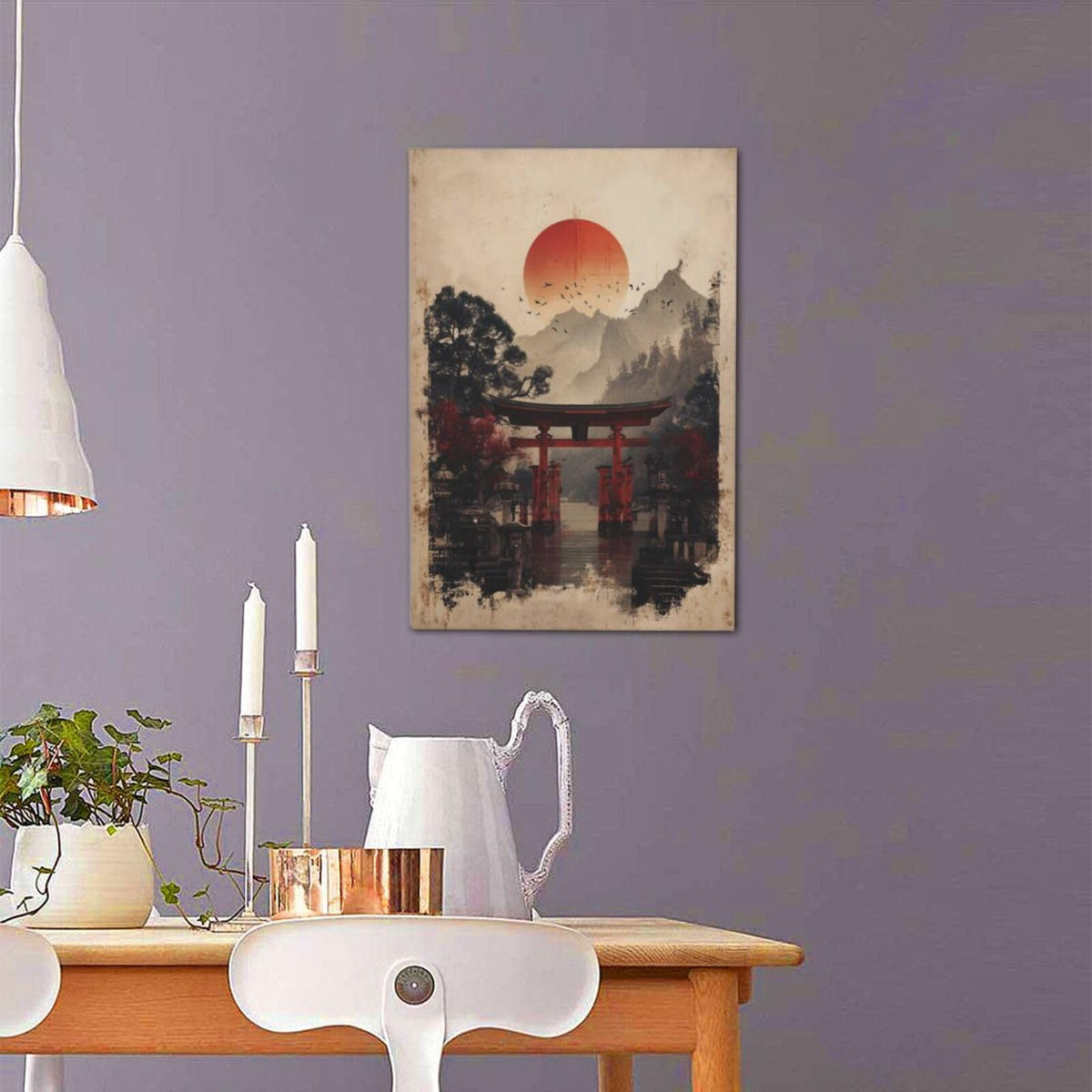 Japanese Shrine Wall Art Oriental Asian Wall Decor Japan Traditional Canvas Pictures Chinese Aesthetic Paintings Prints China Artwork Framed Decorations For Bedroom Living Room Office Gifts 16" x 24" (Shrine / 24"L x 16"W)