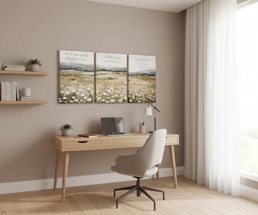 3 Piece Christian Wall Art Triptych (kuangye / 16"L x 12"W)