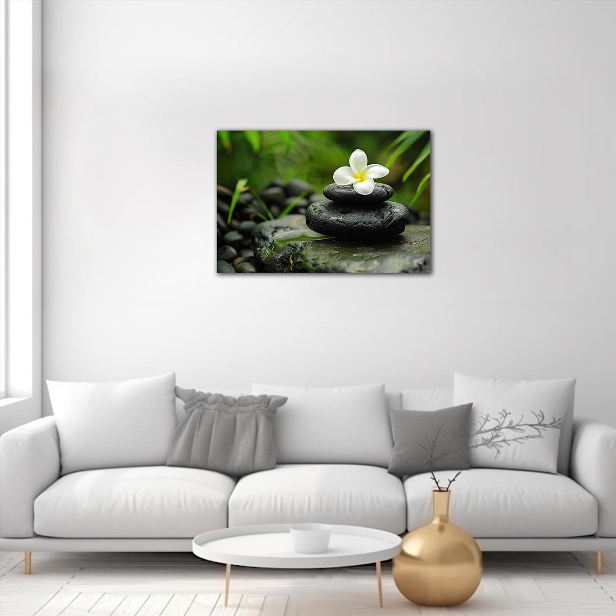 Zen Wall Art Zen Black Stone Canvas Prints for Meditation Office Decor (Zen Stones Canvas Frame-16 / 24"L x 18"W)