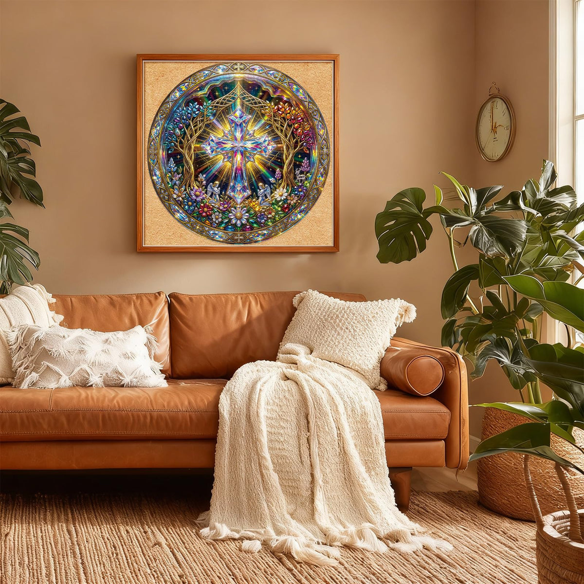 1000 Piece Jigsaw Round Puzzle for Adults (D-golden Cross)
