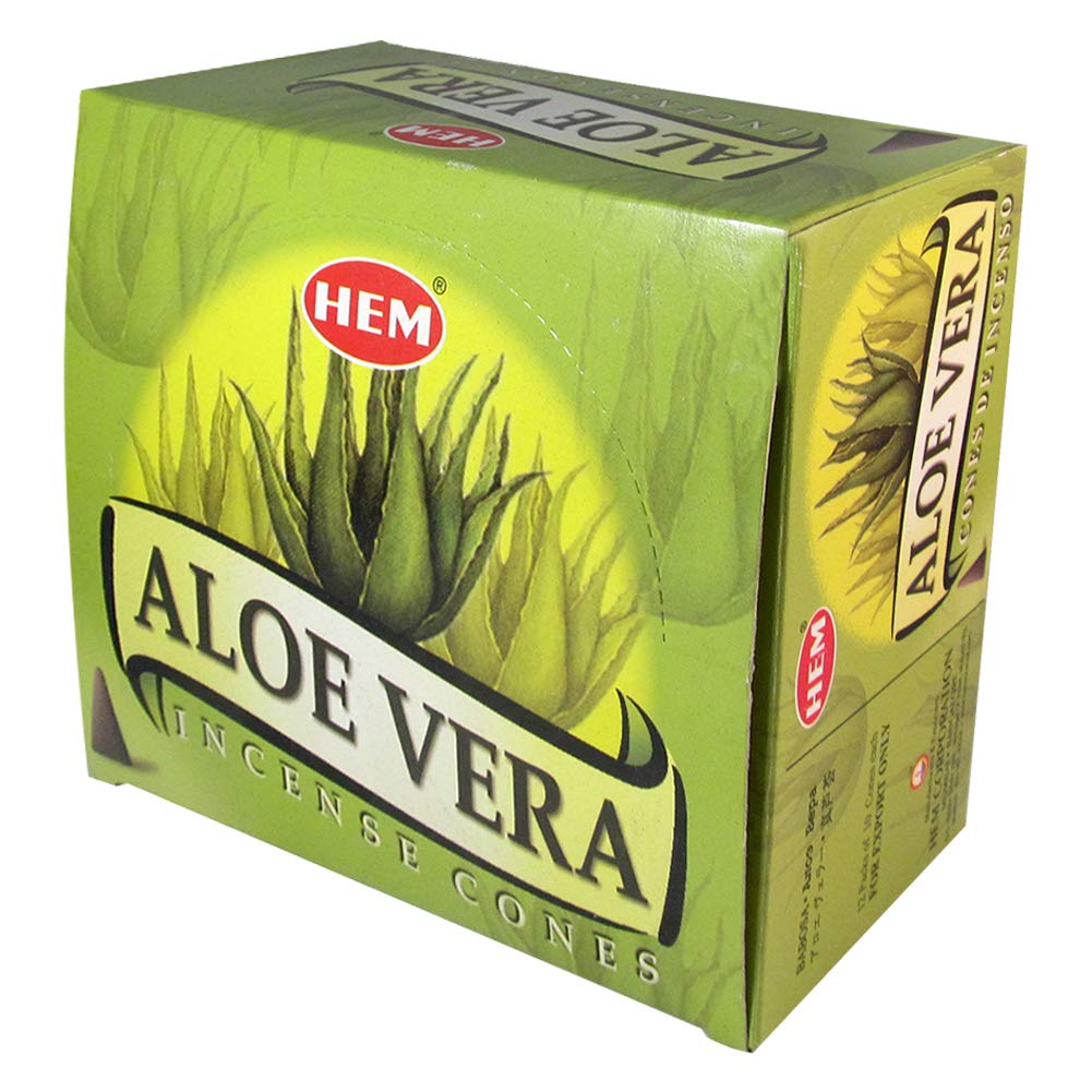 Aloe Vera Incense Cones and Cone Incense Burner Bundle Insence Insense Hem Incense (Aloe Vera)